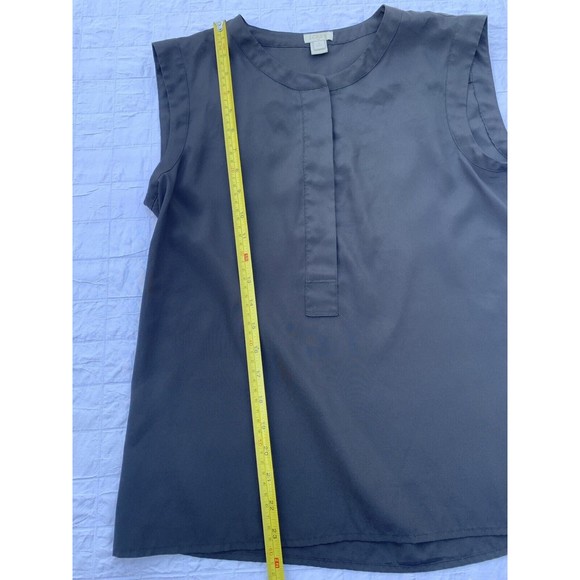 J. Crew Top Womens 4P Petite Black Sleeveless Blouse Casual 1/2 Button up - Picture 6 of 8
